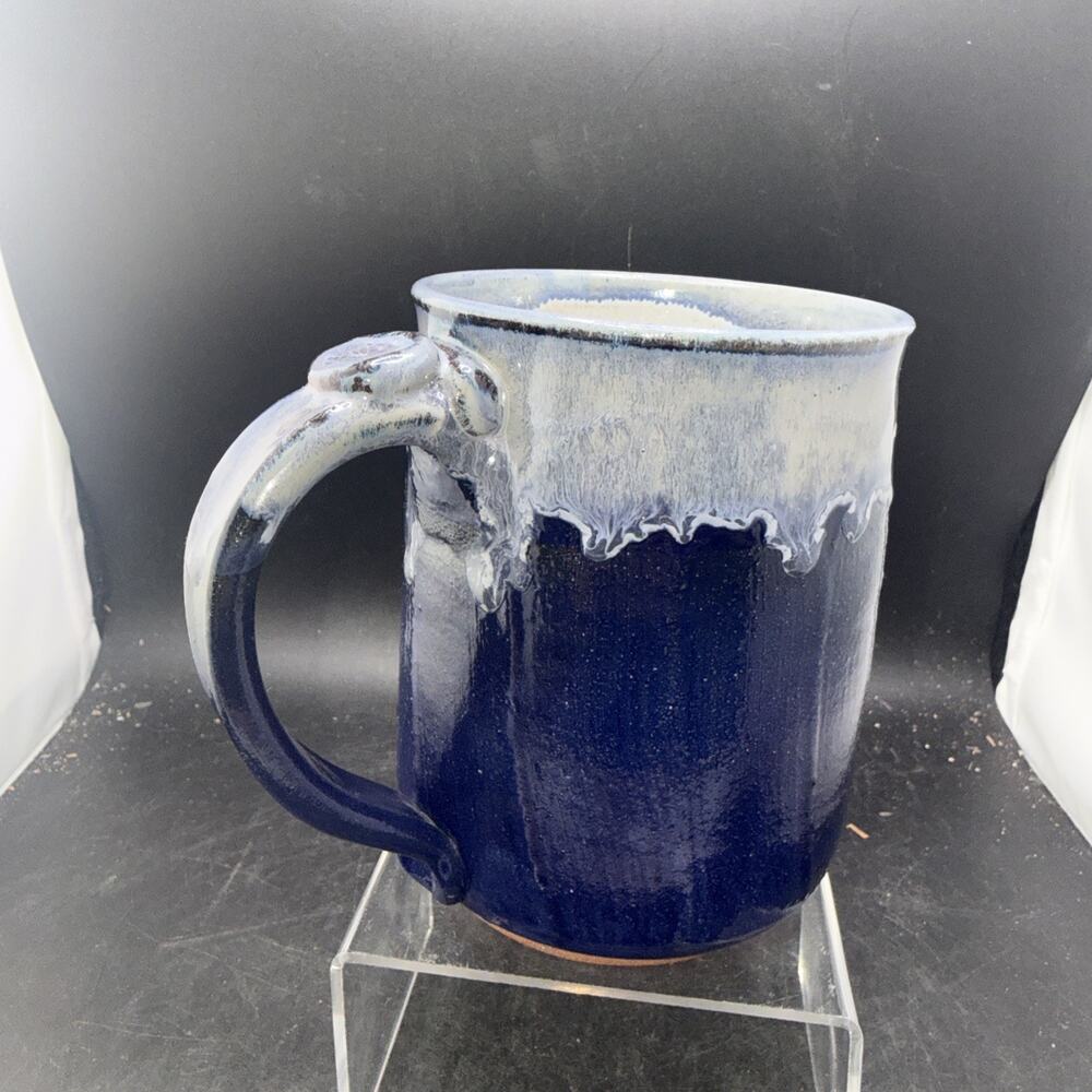 John Delafield Studio Pottery Mug Blue Gray Glaze Atlanta TX Stoneware Cup